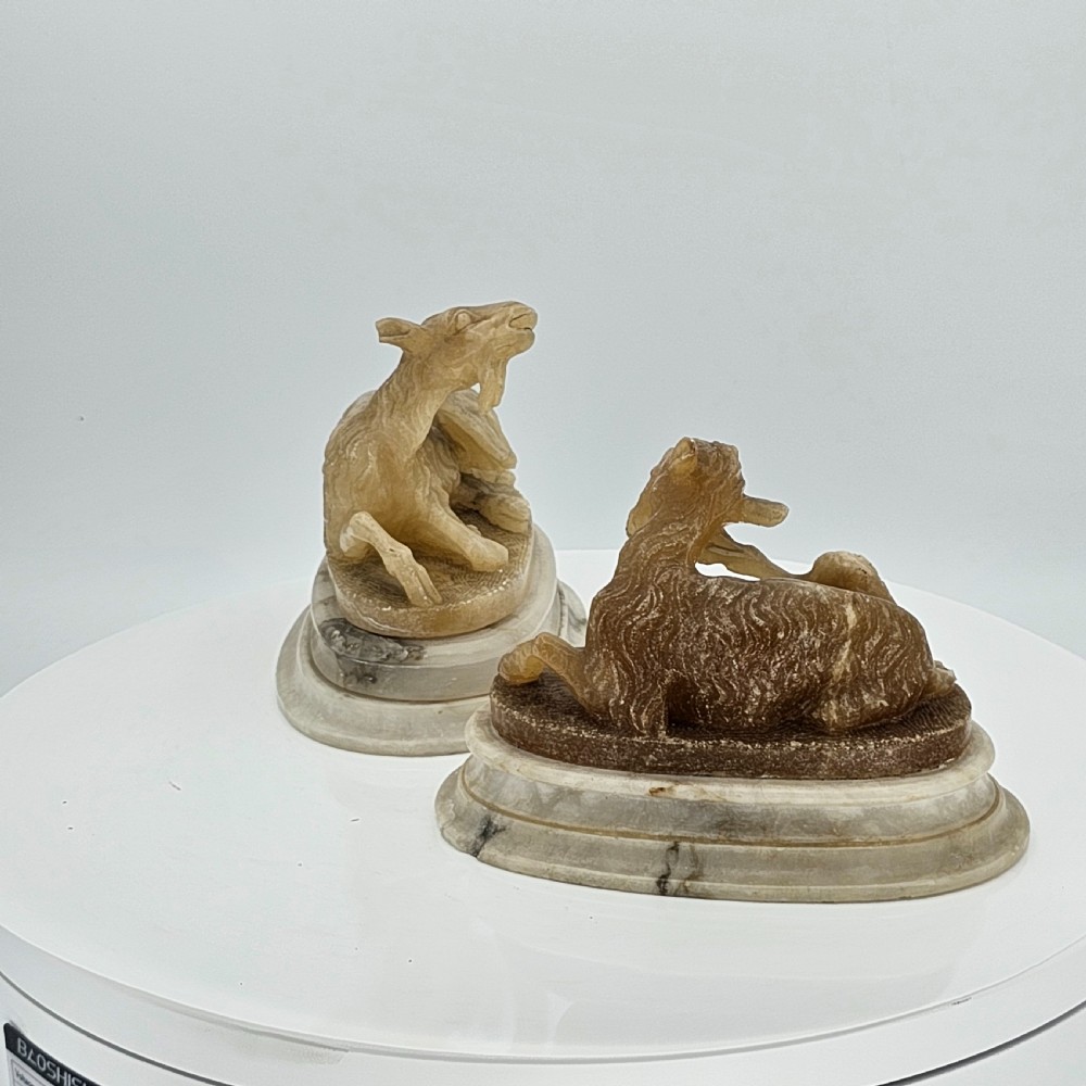 Fine Pair of 19thc Carved Alabaster Grand Tour goats View IV