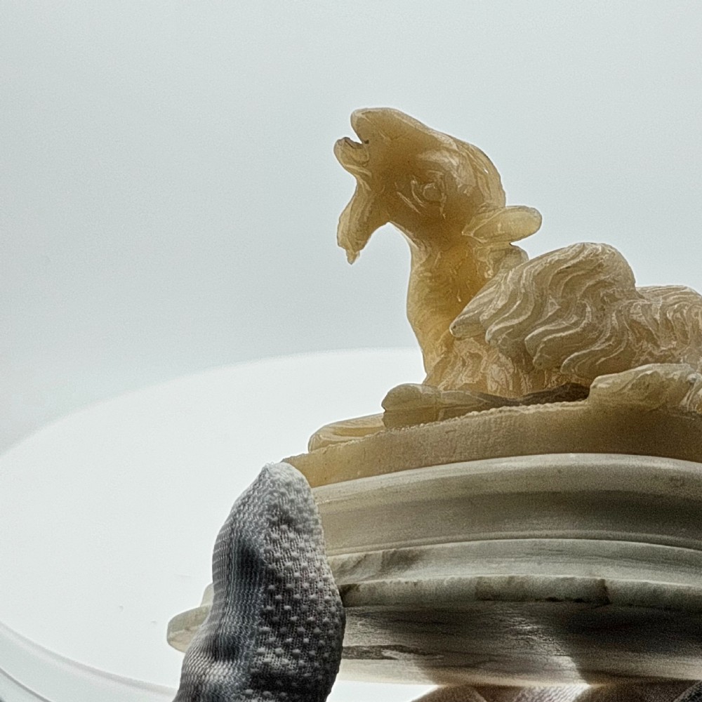 Fine Pair of 19thc Carved Alabaster Grand Tour goats View VIII