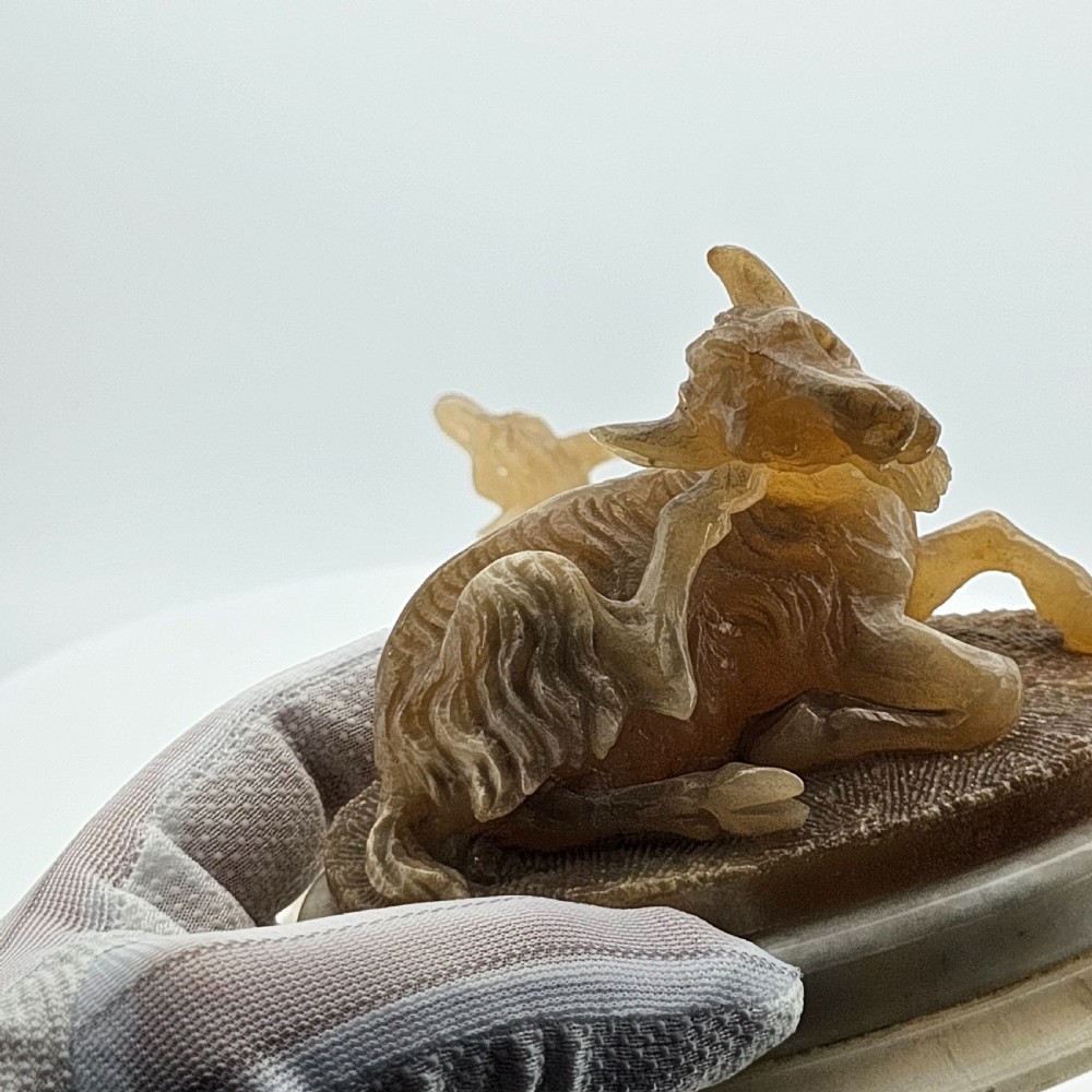 Fine Pair of 19thc Carved Alabaster Grand Tour goats View XV