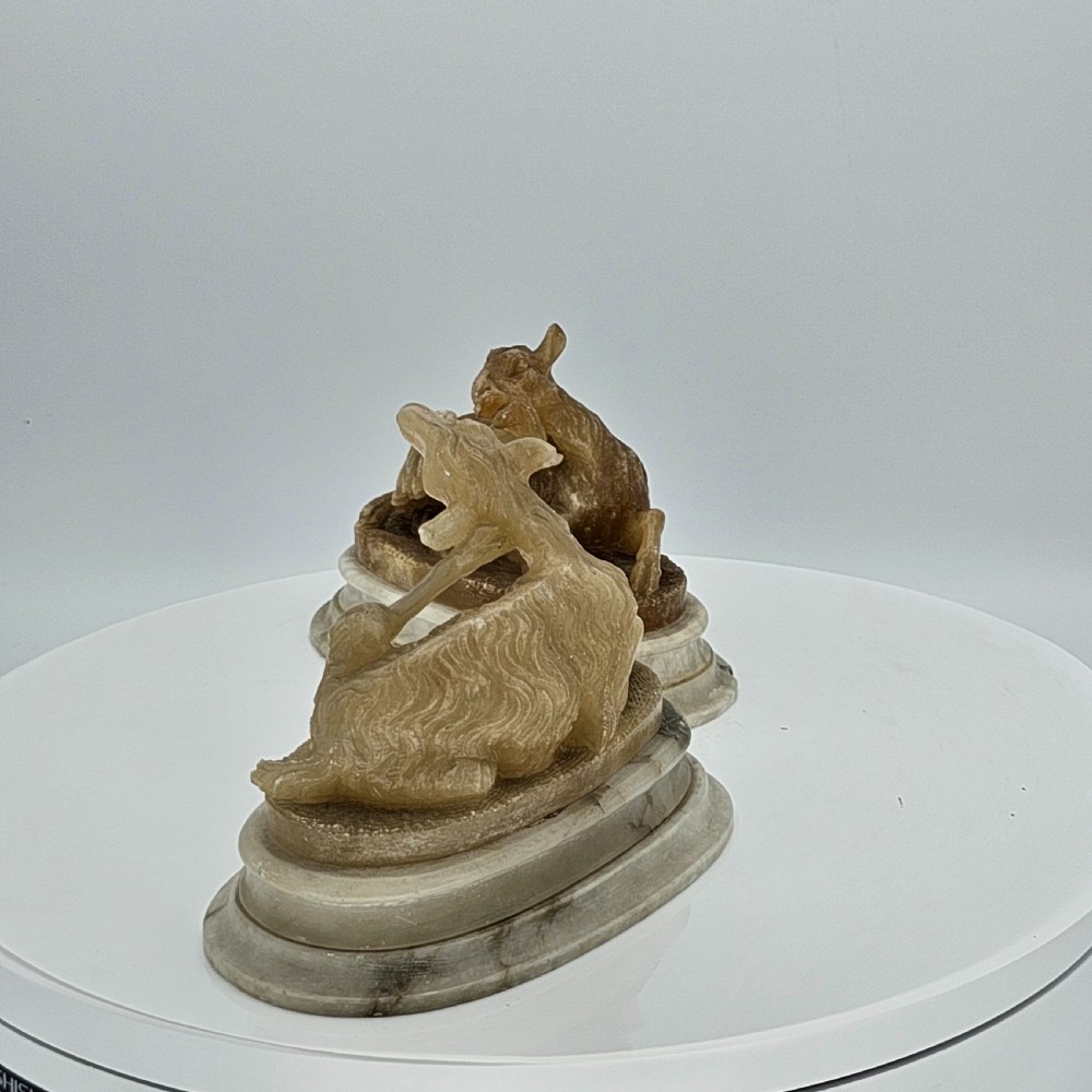Fine Pair of 19thc Carved Alabaster Grand Tour goats View XXII