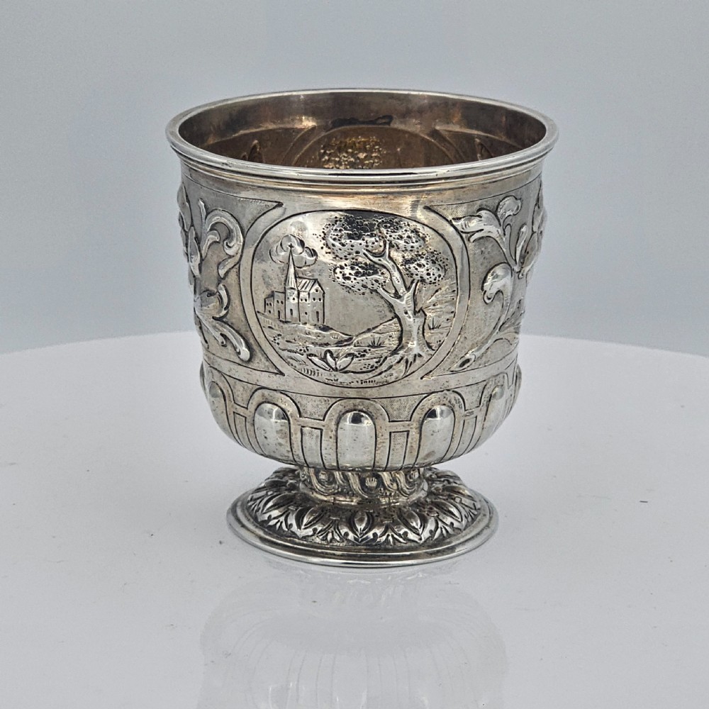 Interesting Early Silver Pedestal Tumbler 18thc