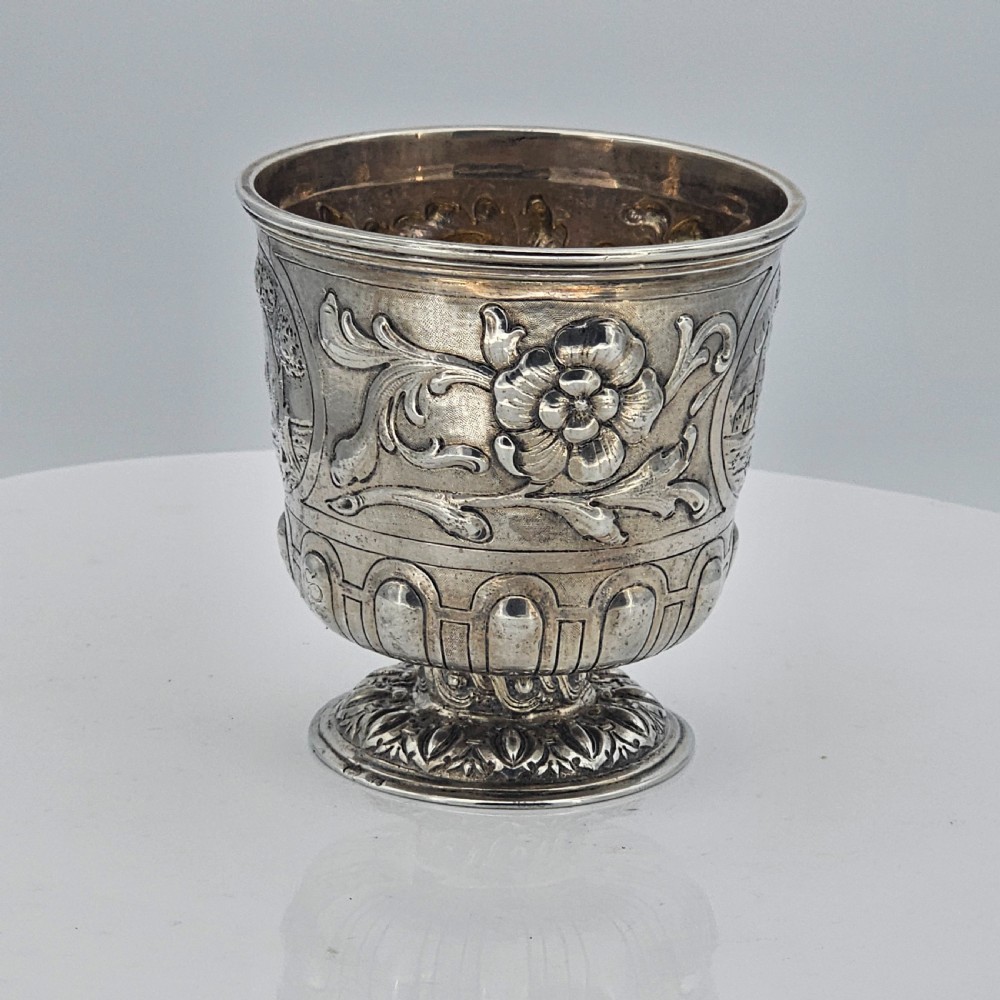 Interesting Early Silver Pedestal Tumbler 18thc View III