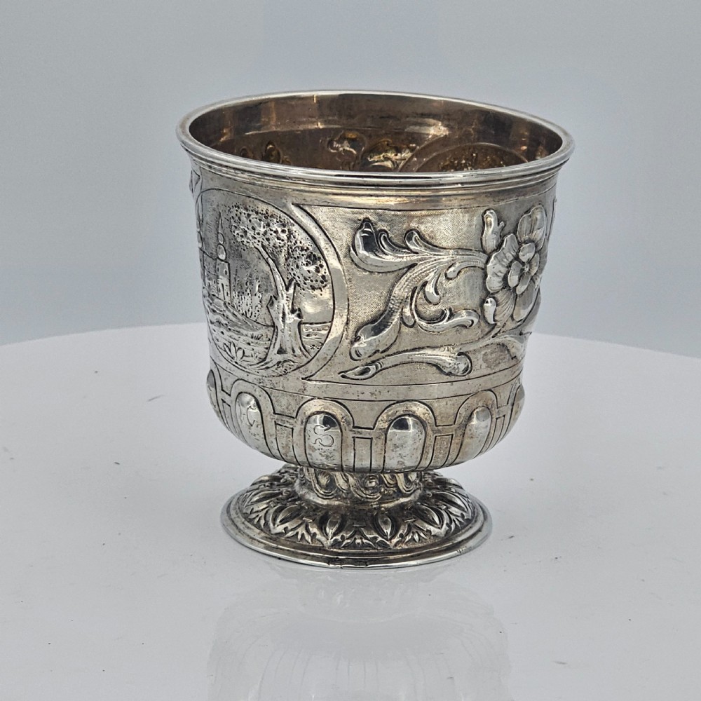 Interesting Early Silver Pedestal Tumbler 18thc View IV