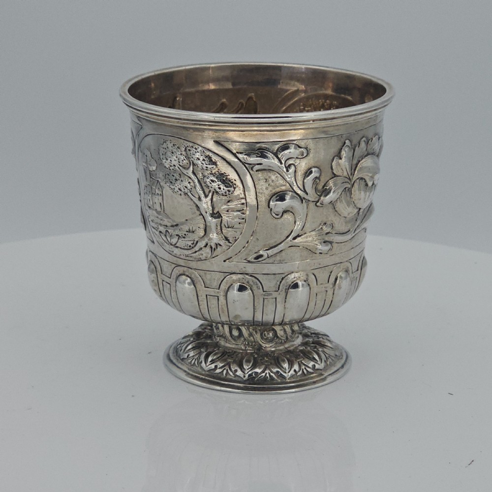Interesting Early Silver Pedestal Tumbler 18thc View V