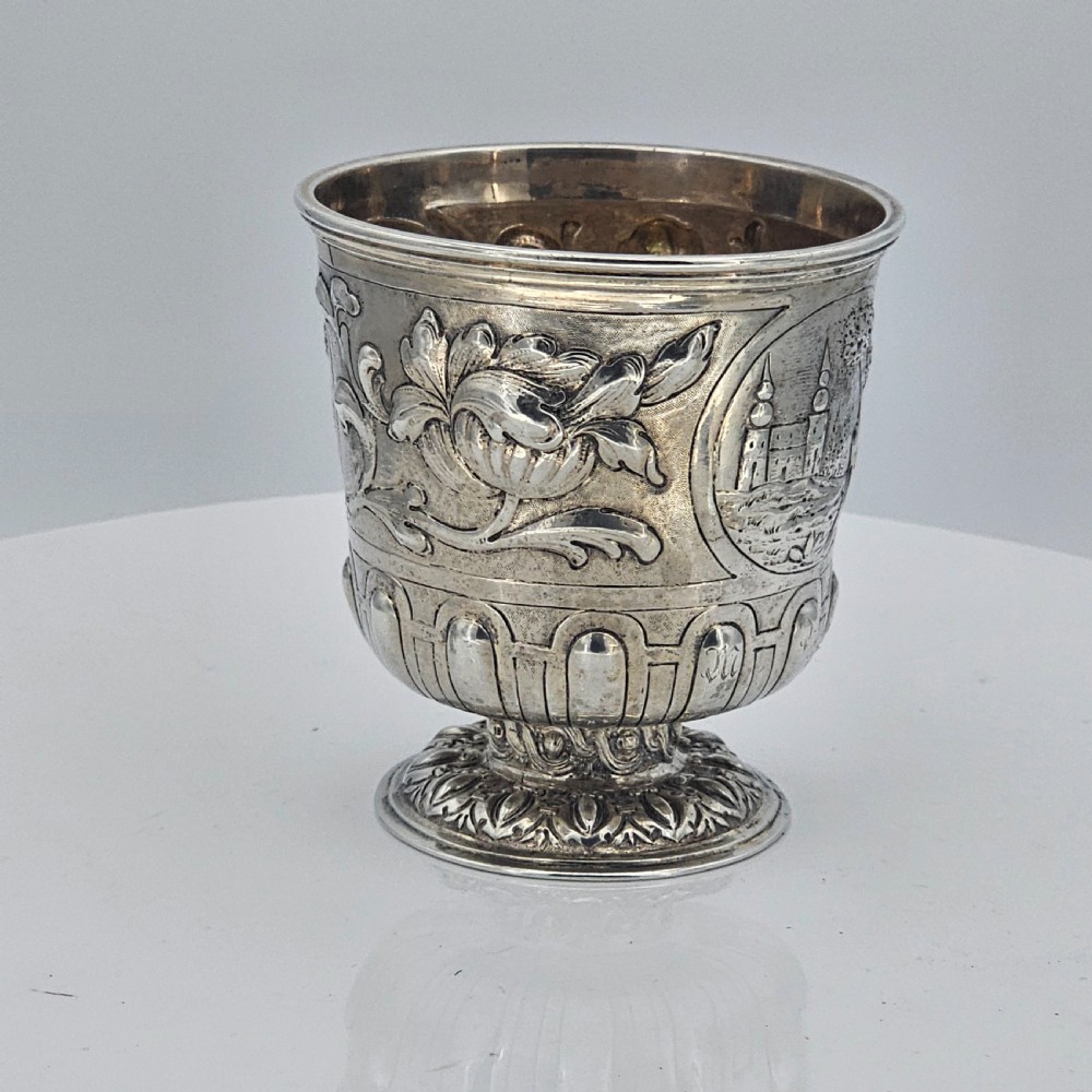 Interesting Early Silver Pedestal Tumbler 18thc View VII