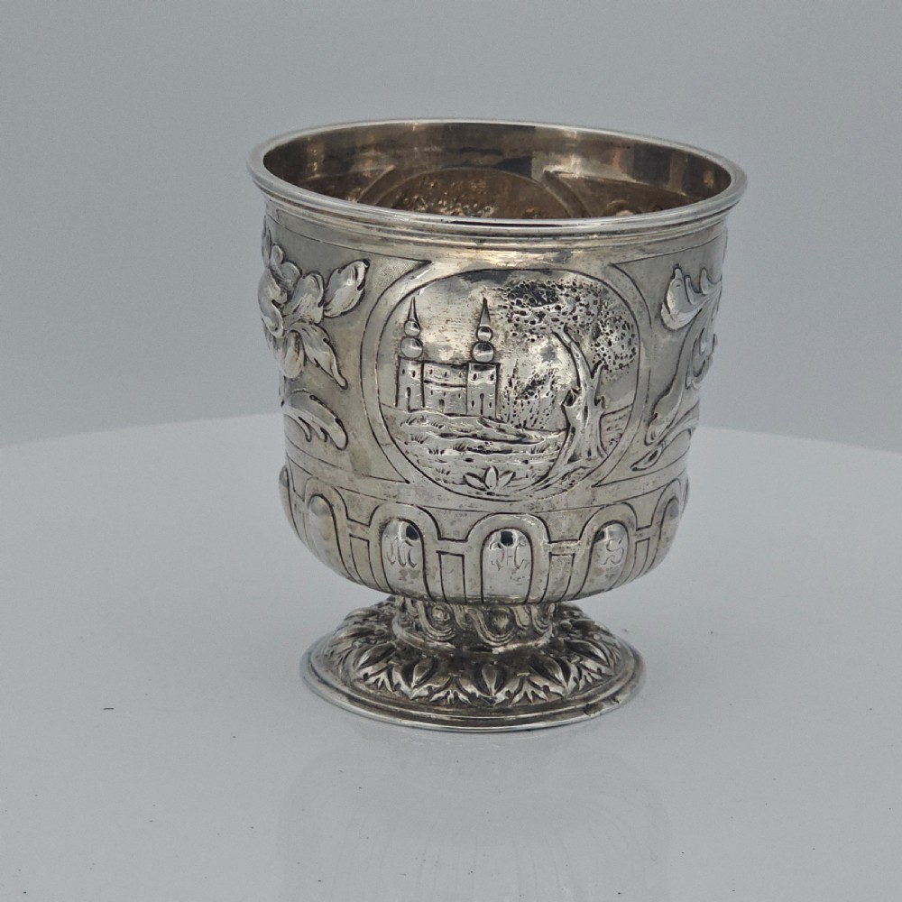 Interesting Early Silver Pedestal Tumbler 18thc View VIII