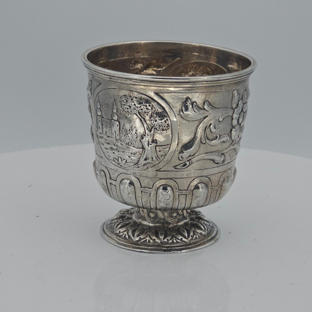 Interesting Early Silver Pedestal Tumbler 18thc View IX