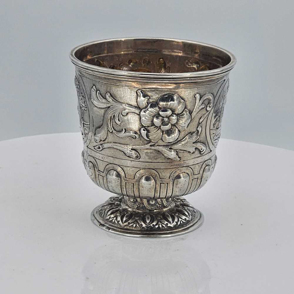 Interesting Early Silver Pedestal Tumbler 18thc View XI