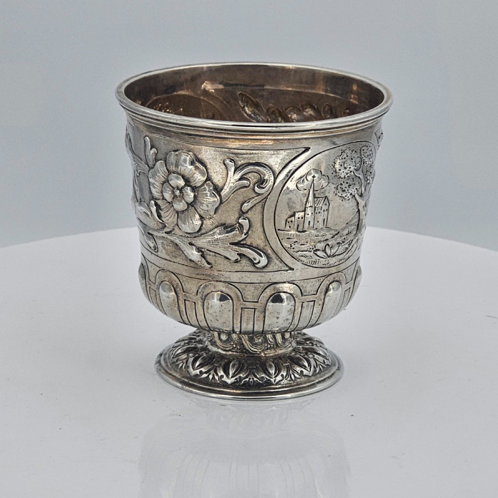 Interesting Early Silver Pedestal Tumbler 18thc View XII
