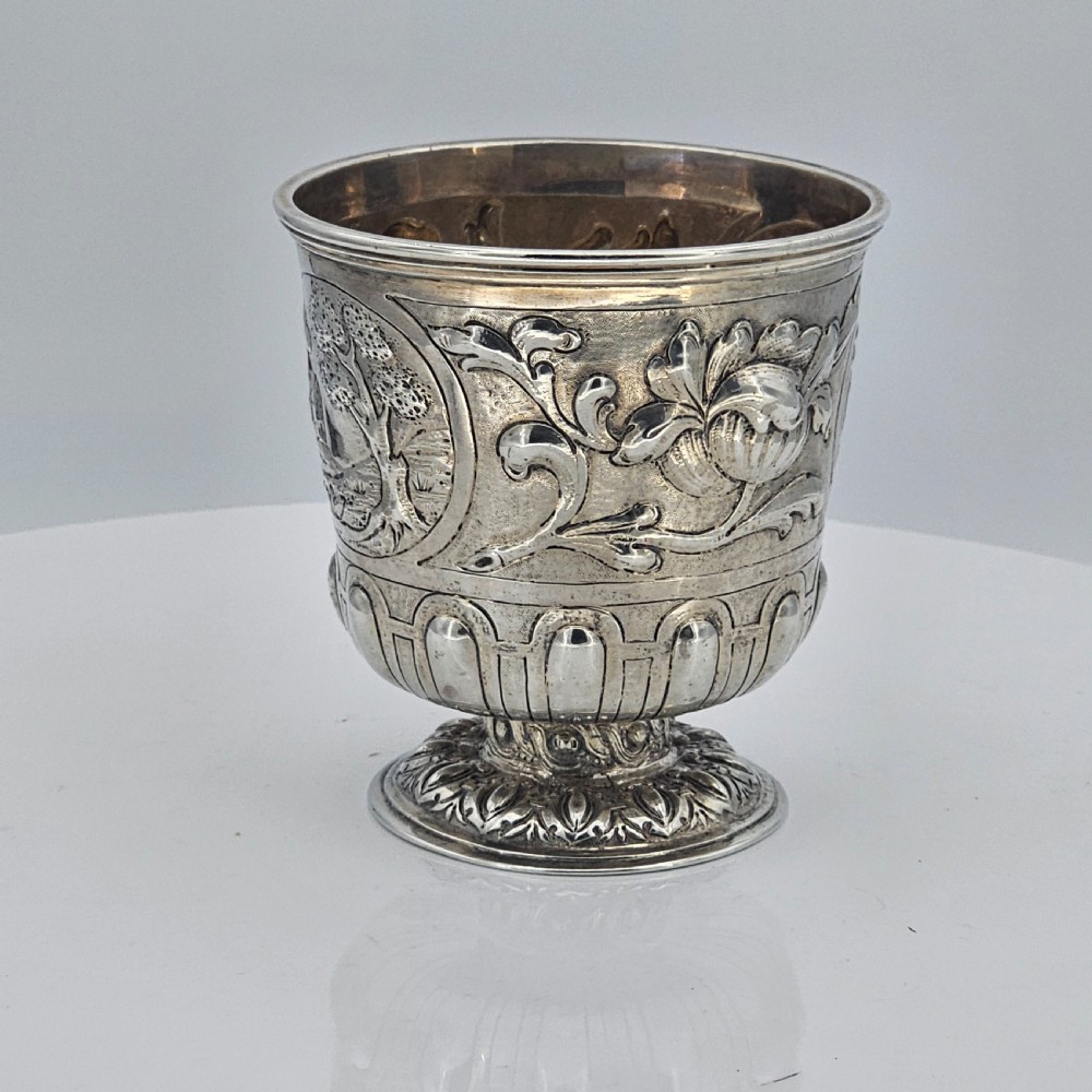 Interesting Early Silver Pedestal Tumbler 18thc View XIII