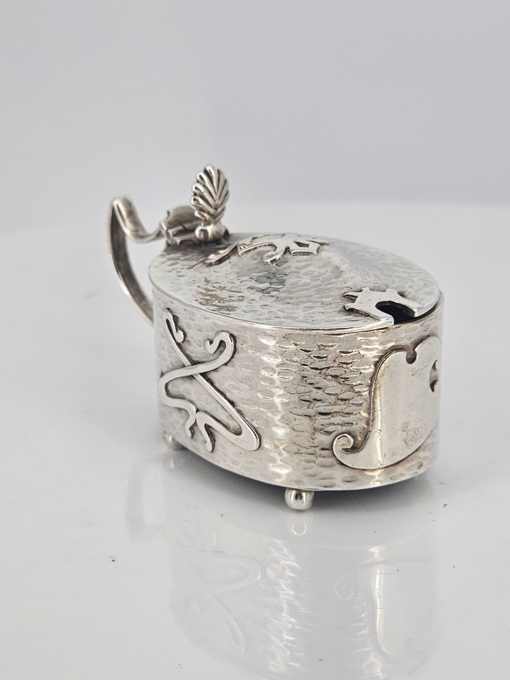 Delightful Arts & Crafts Mustard pot by C.E.Williams Birm 1902 View VII
