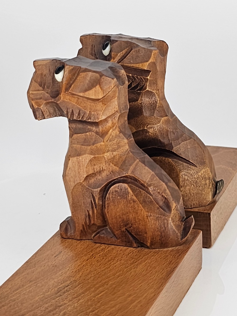 Deco Carved Wooden Scottie Bookends - Good Quality c1930s View XII