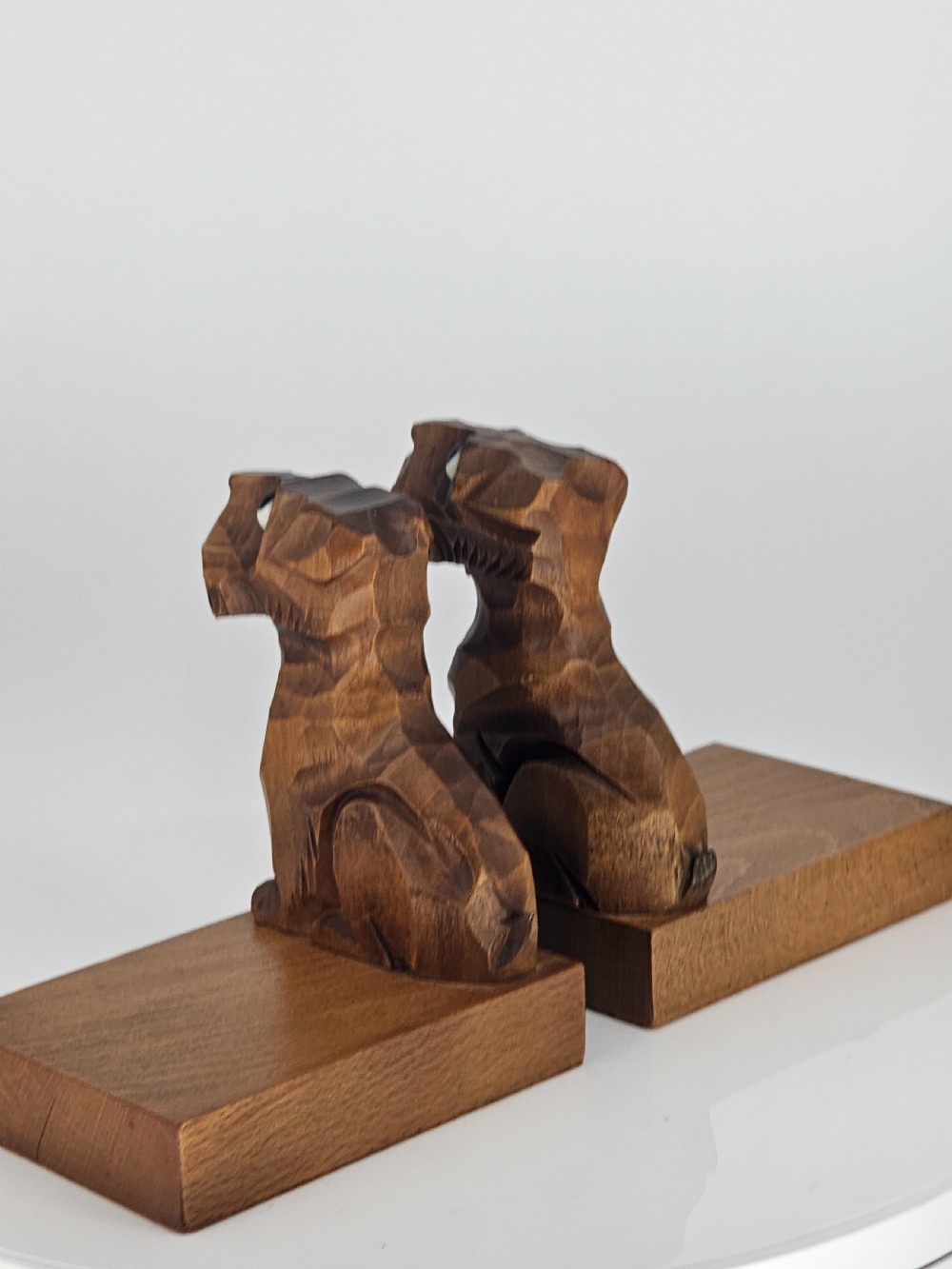 Deco Carved Wooden Scottie Bookends - Good Quality c1930s View XVI