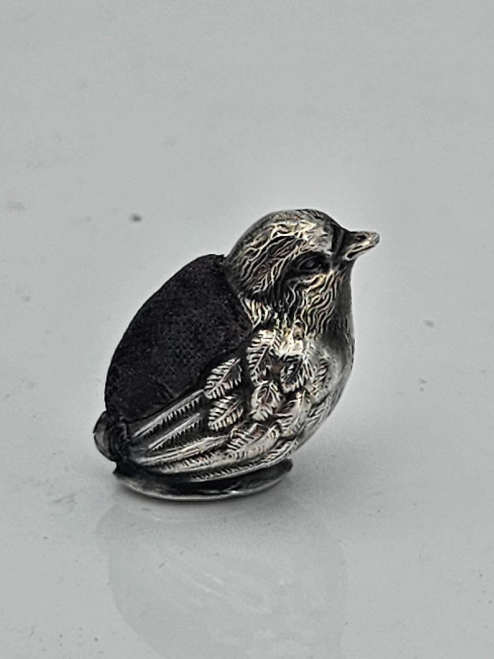 Edwardian Solid Silver Swan Pin Cushion Hallmarked Levi & Salaman 1909