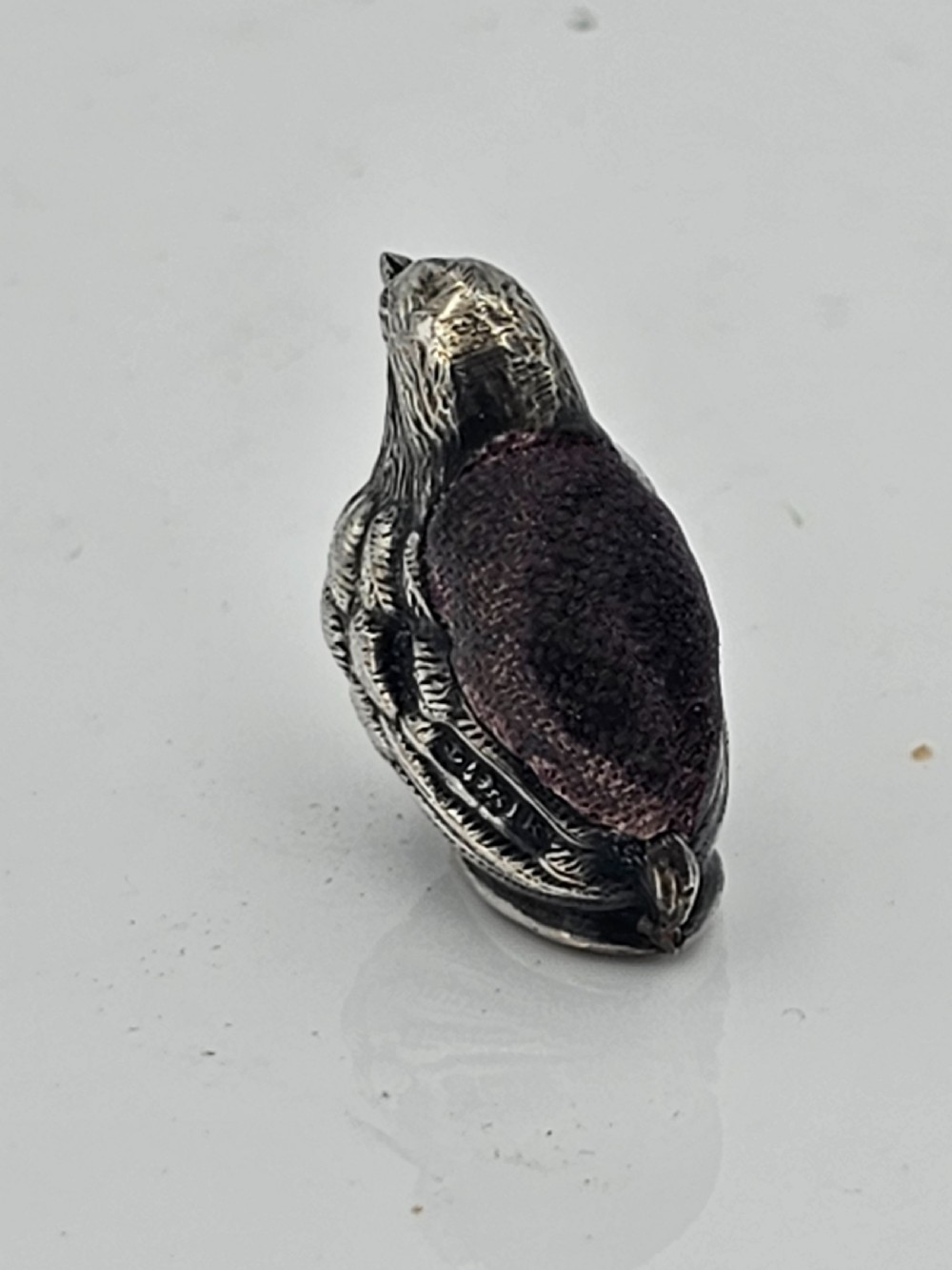 Edwardian Solid Silver Swan Pin Cushion Hallmarked Levi & Salaman 1909 View IV