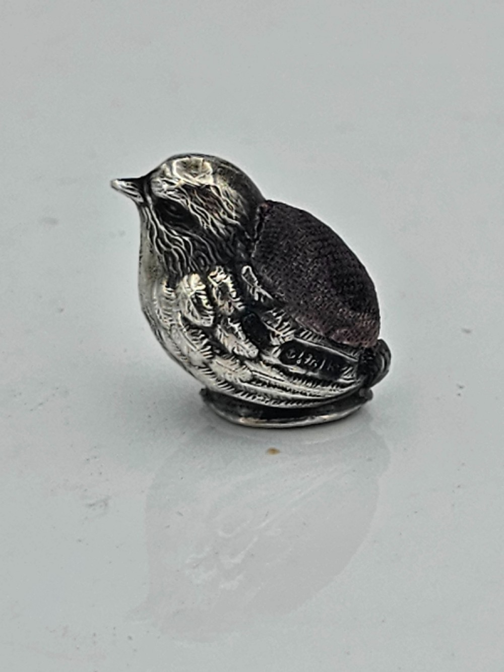 Edwardian Solid Silver Swan Pin Cushion Hallmarked Levi & Salaman 1909 View V