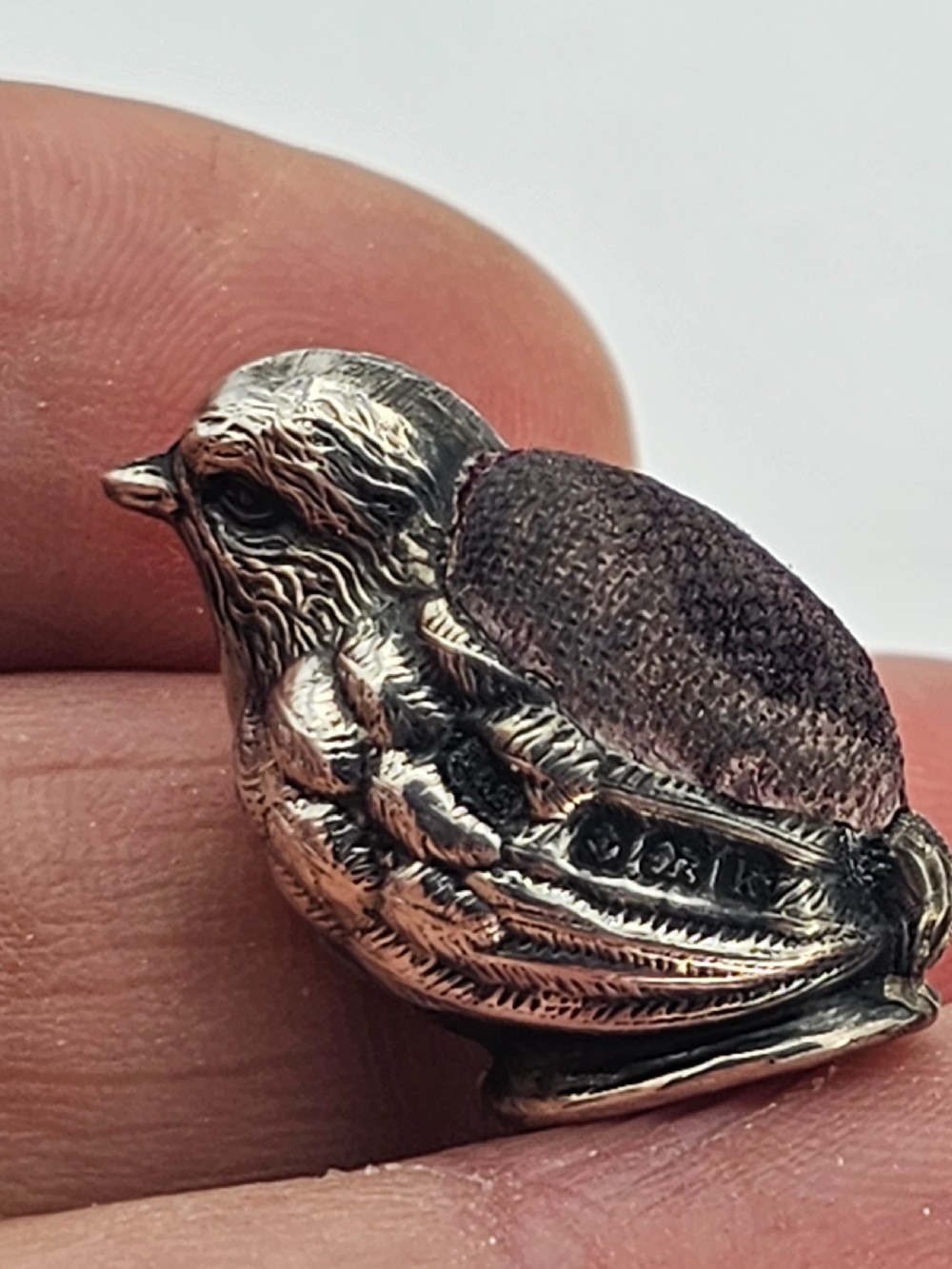 Edwardian Solid Silver Swan Pin Cushion Hallmarked Levi & Salaman 1909 View VIII
