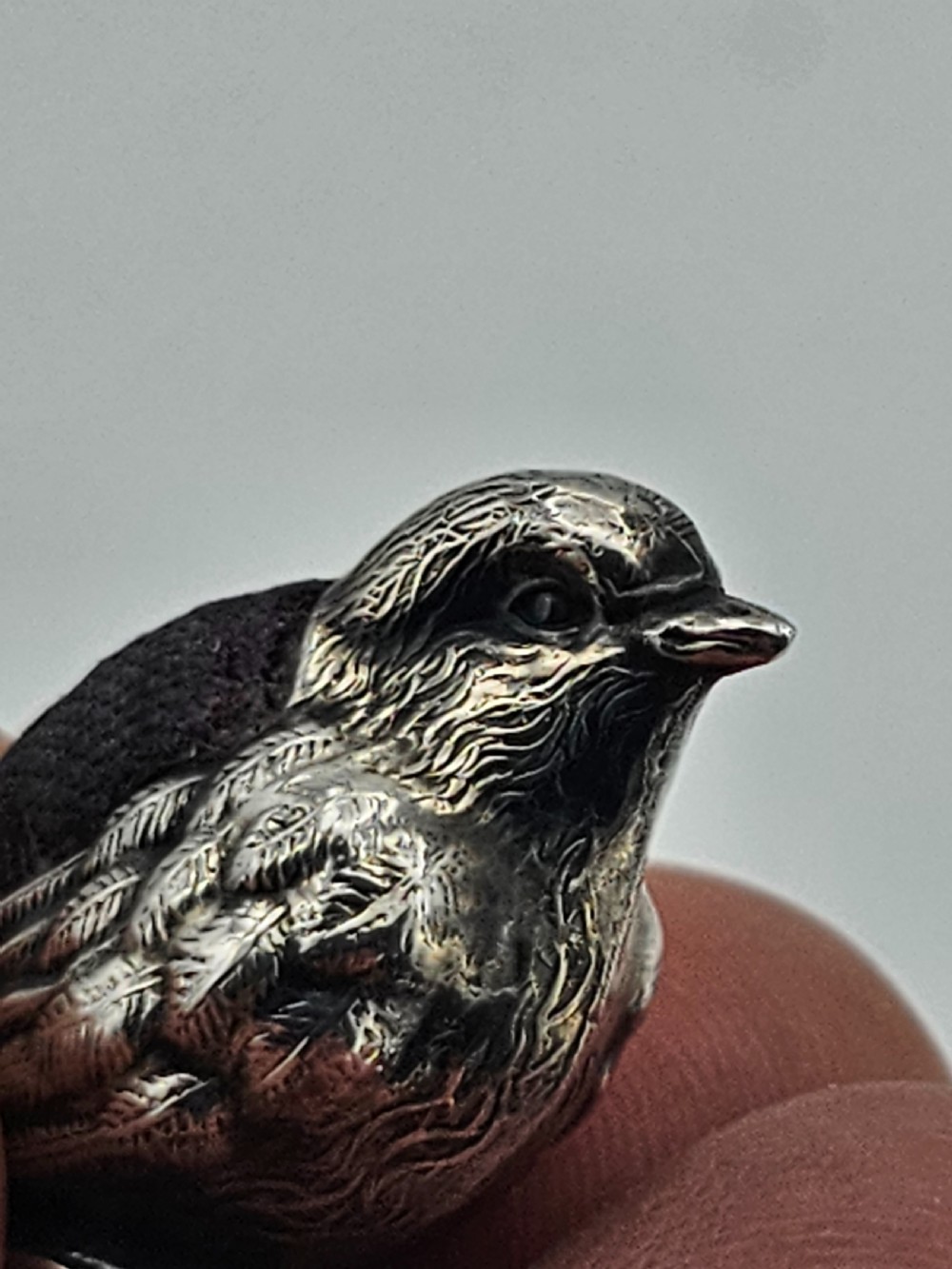 Edwardian Solid Silver Swan Pin Cushion Hallmarked Levi & Salaman 1909 View IX