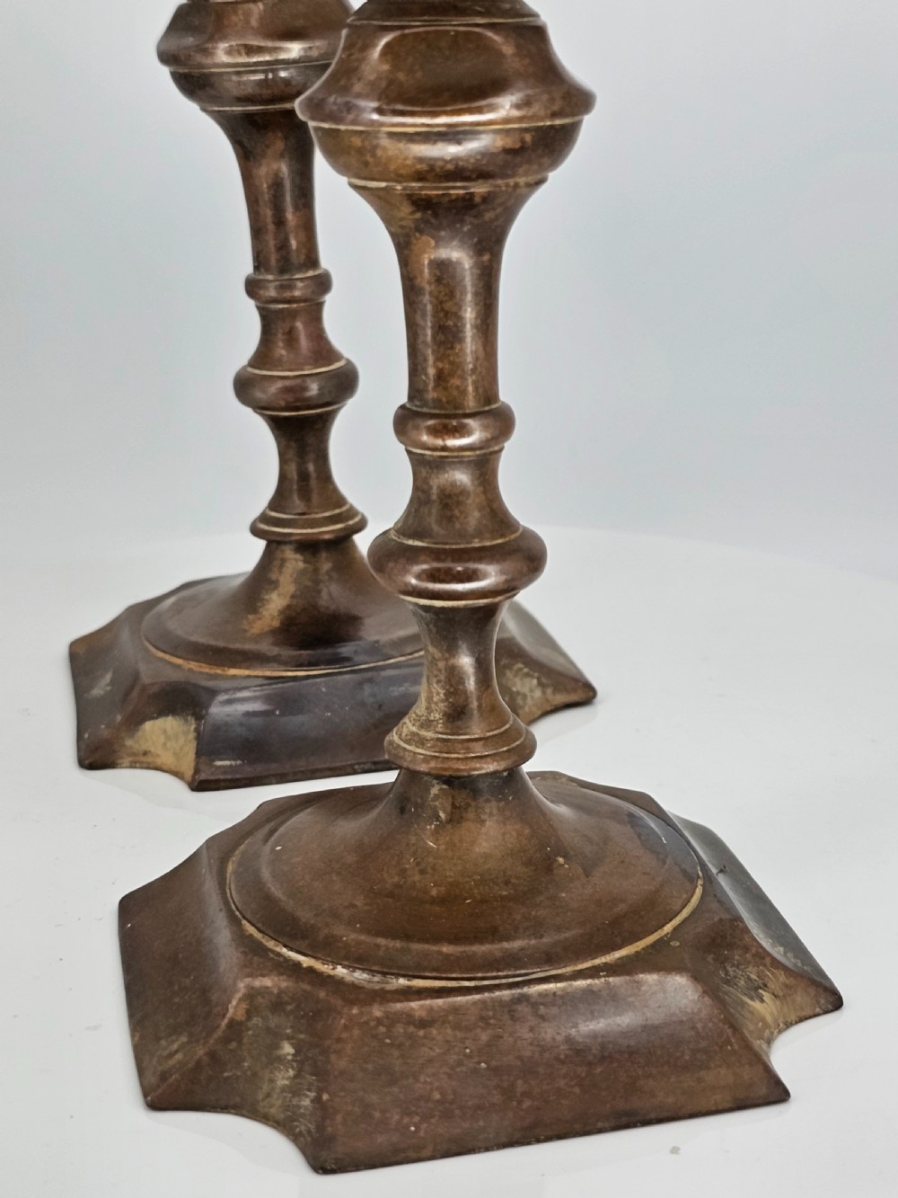 Late 18thc Brass Candlesticks - Great Colour View III