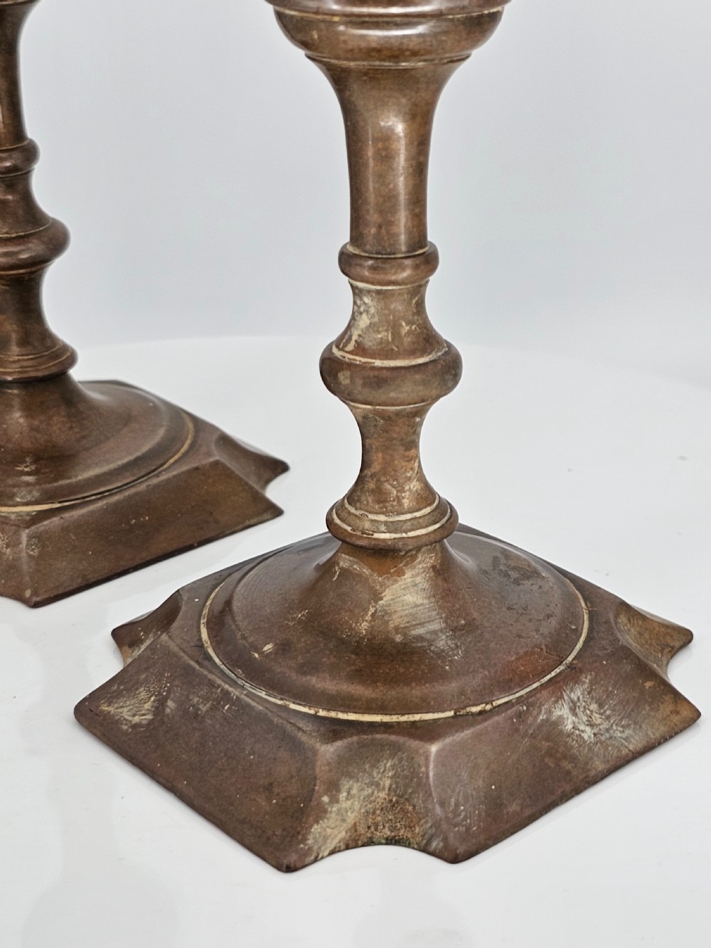 Late 18thc Brass Candlesticks - Great Colour View IV