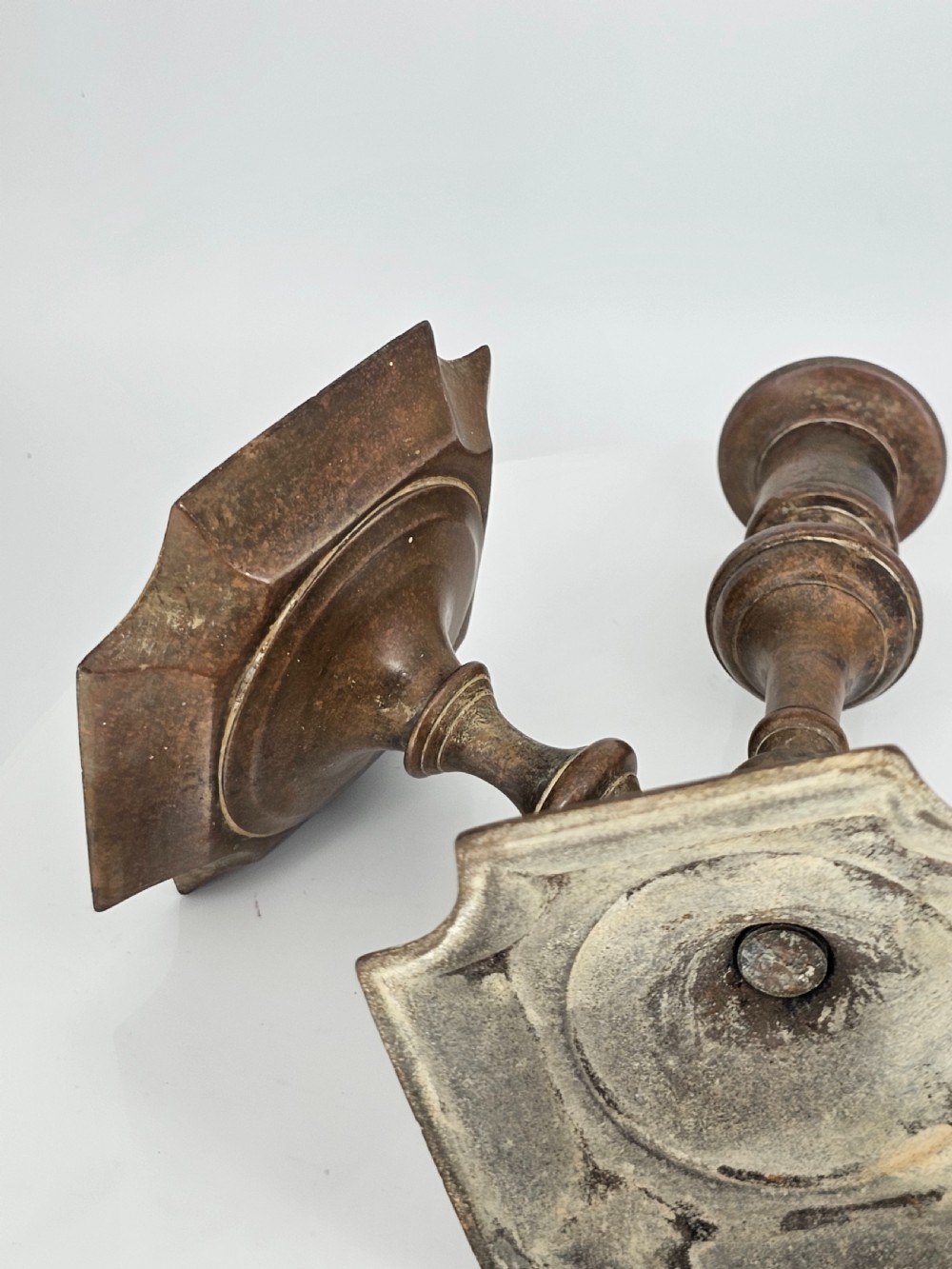 Late 18thc Brass Candlesticks - Great Colour View VI
