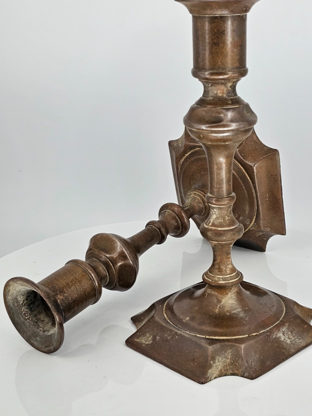 Late 18thc Brass Candlesticks - Great Colour View X