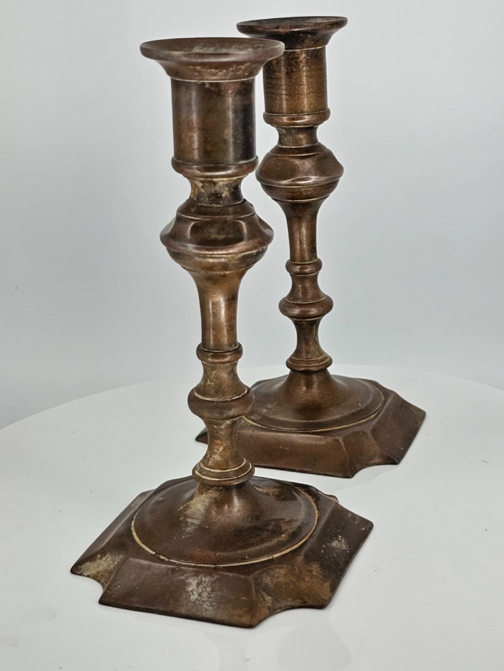 Late 18thc Brass Candlesticks - Great Colour View XI