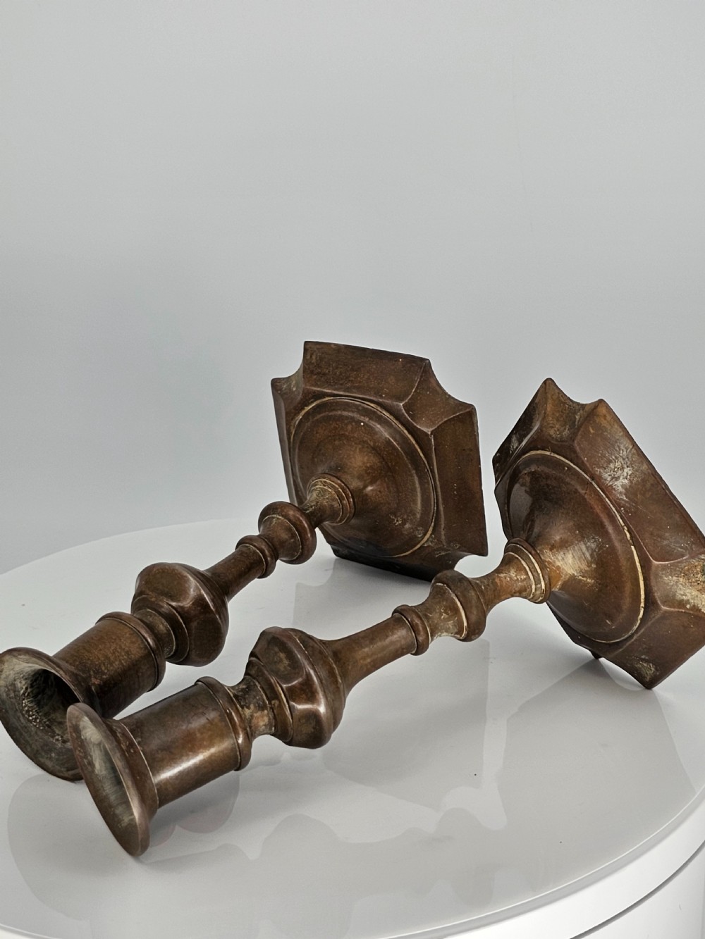 Late 18thc Brass Candlesticks - Great Colour View XII