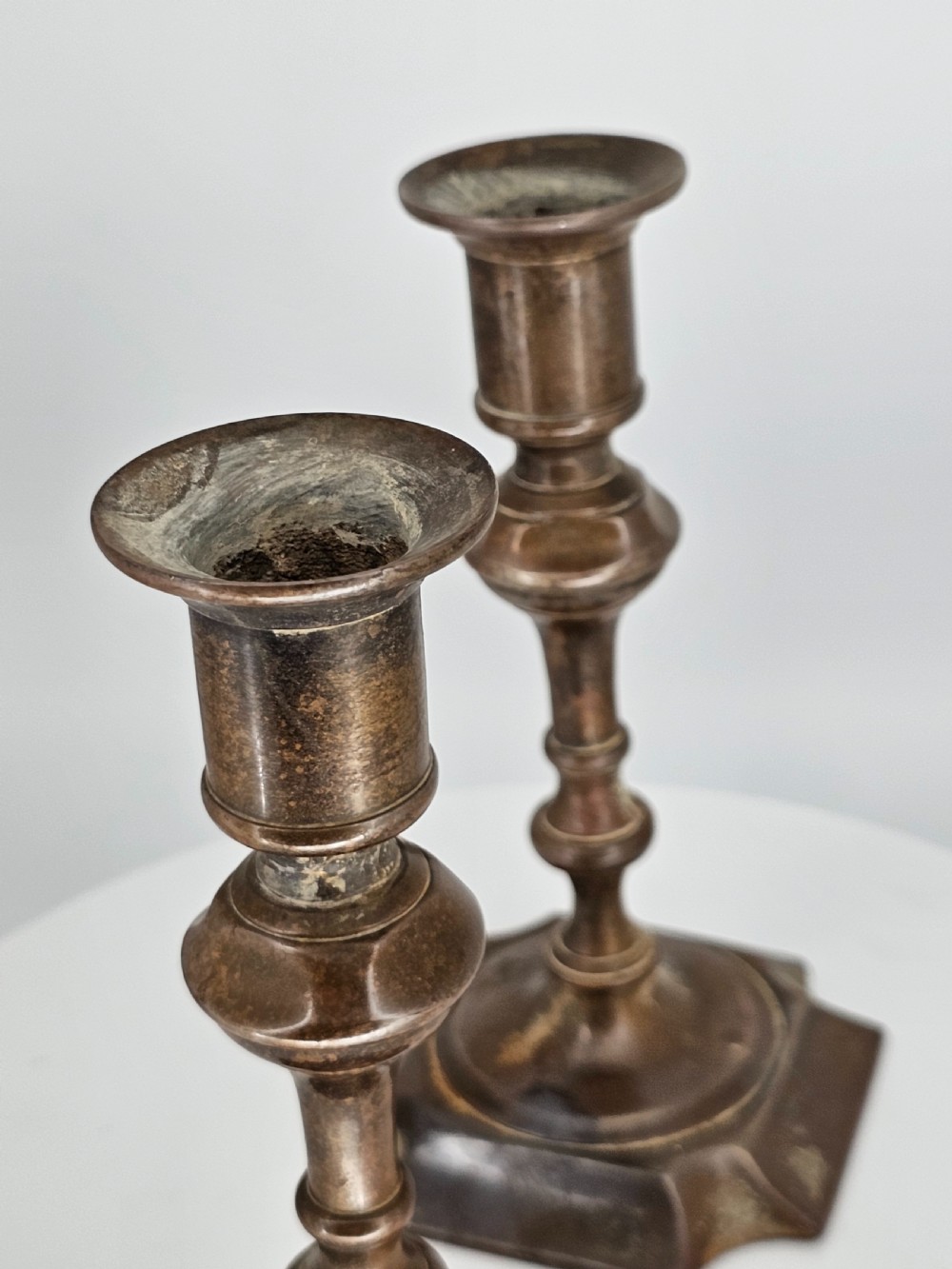 Late 18thc Brass Candlesticks - Great Colour View XIV
