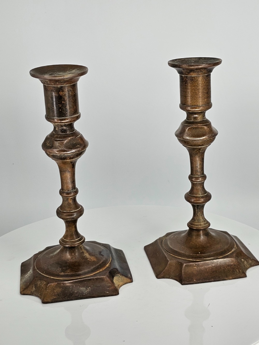 Late 18thc Brass Candlesticks - Great Colour View XVII