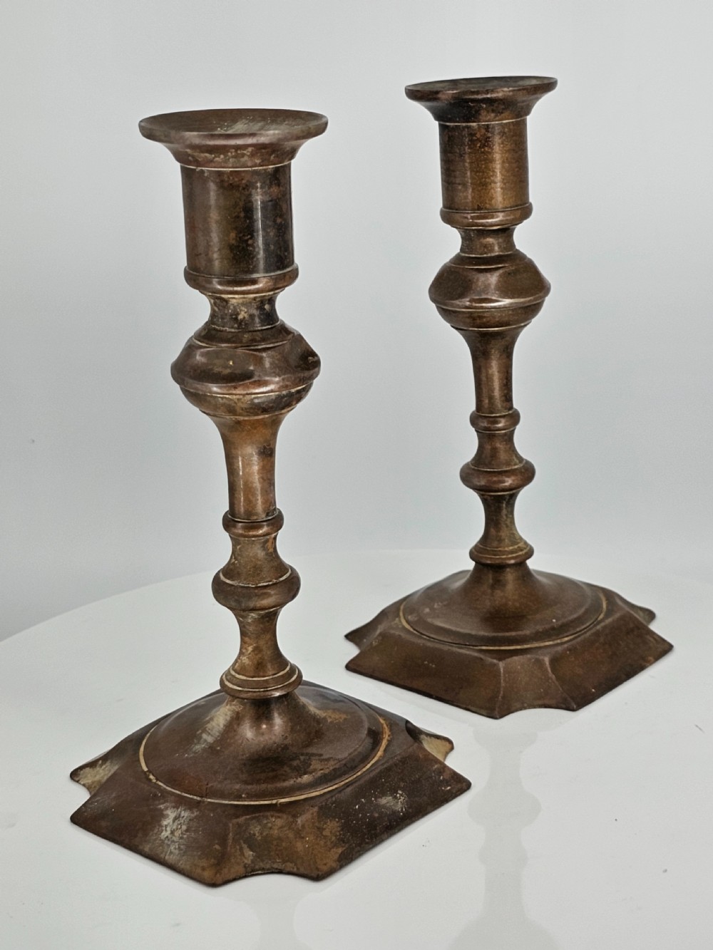 Late 18thc Brass Candlesticks - Great Colour View XVIII