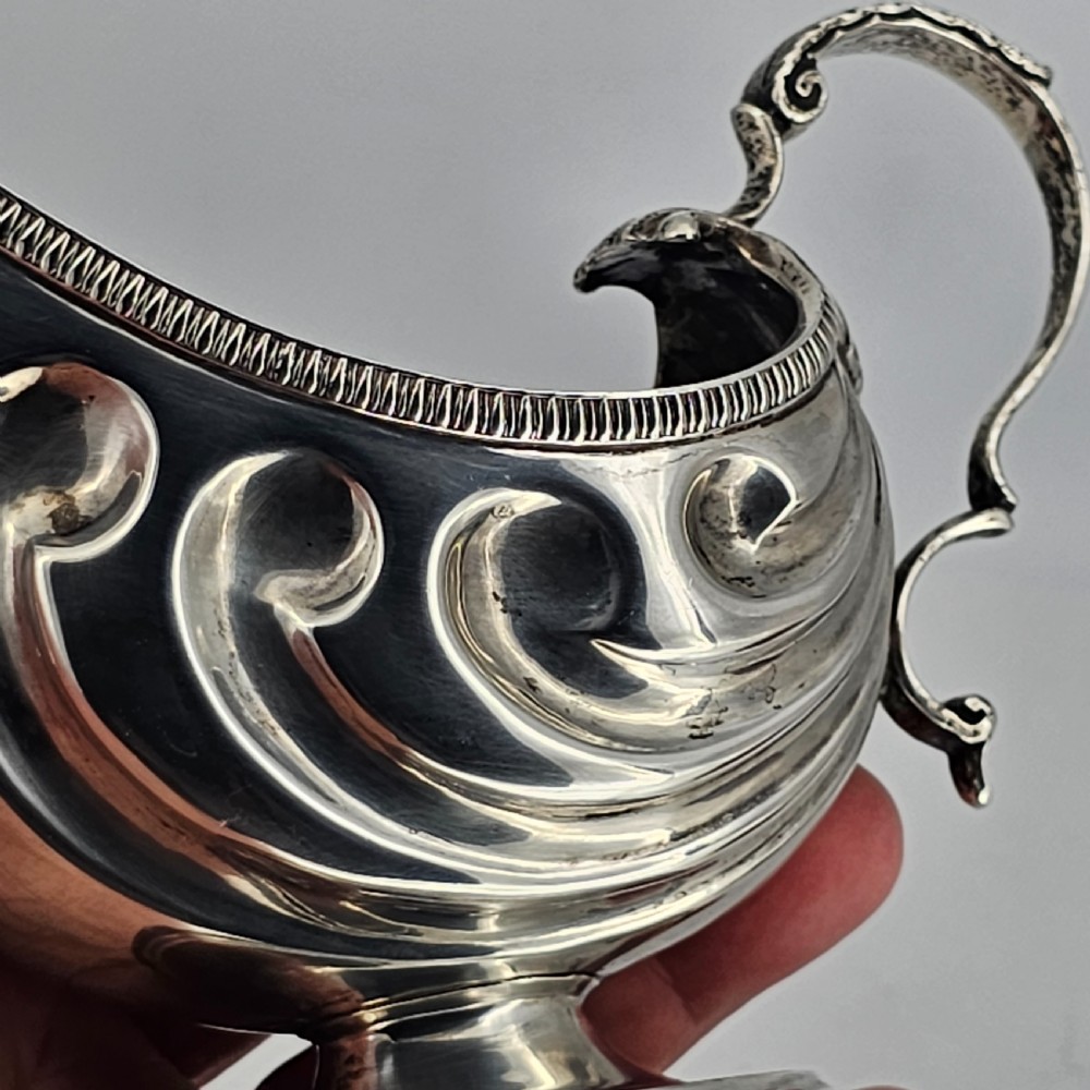 Fabulous Nautilus Shaped Solid Silver Sauce Boat View XII