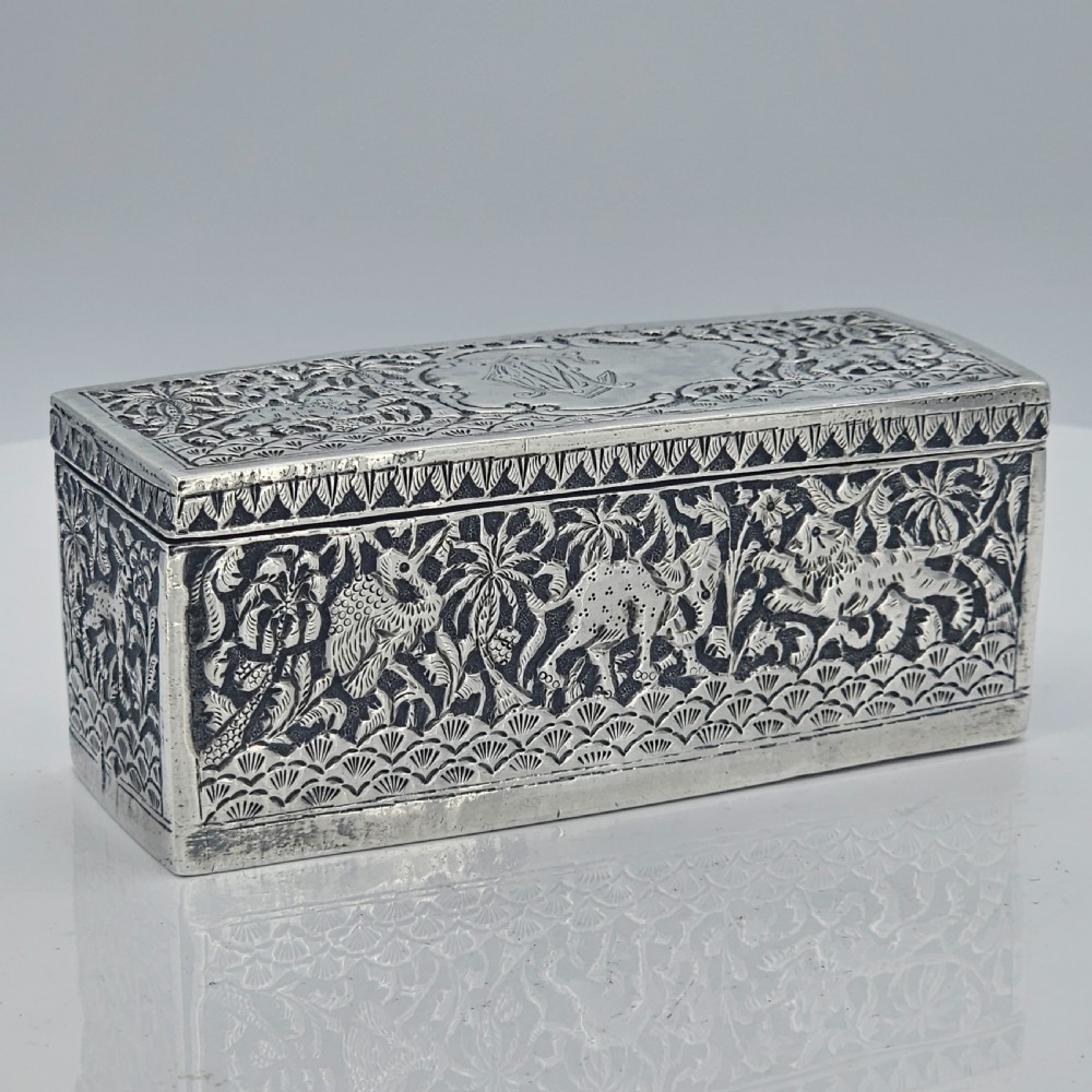 Fabulous Antique  Indian Kutch Silver Table Snuff Box c1880