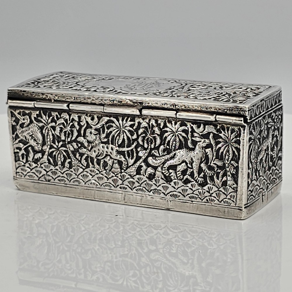Fabulous Antique  Indian Kutch Silver Table Snuff Box c1880 View XII