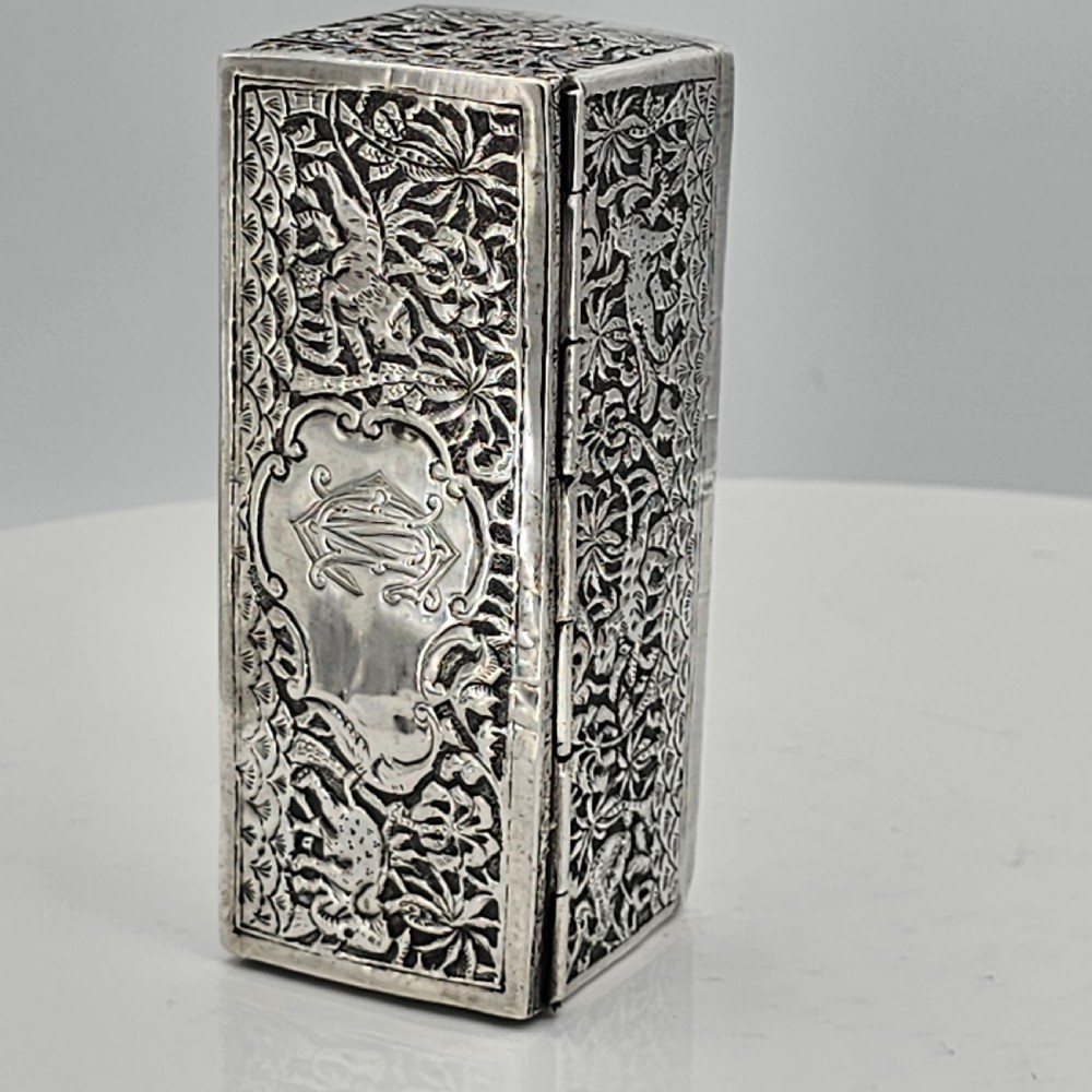 Fabulous Antique  Indian Kutch Silver Table Snuff Box c1880 View XIX
