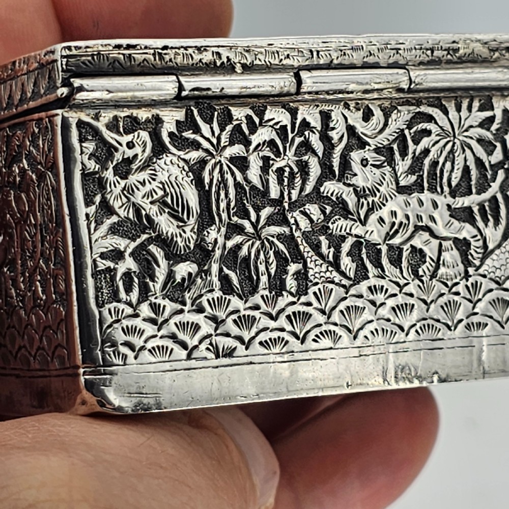 Fabulous Antique  Indian Kutch Silver Table Snuff Box c1880 View XXI