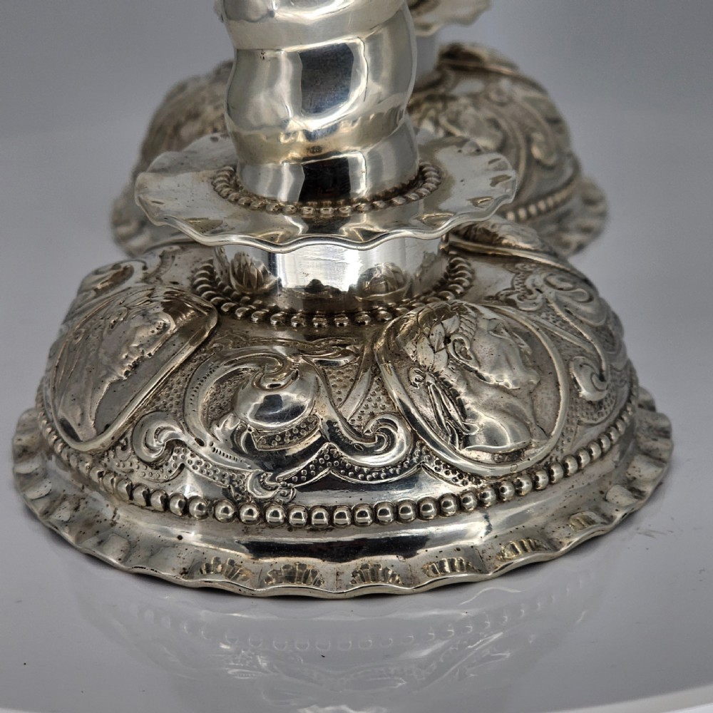 Fabulous 19thc Pair of 16thc Style Solid Silver Candlesticks by Robert Harper C1879 View II