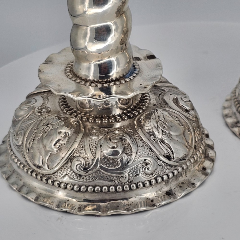 Fabulous 19thc Pair of 16thc Style Solid Silver Candlesticks by Robert Harper C1879 View XIII