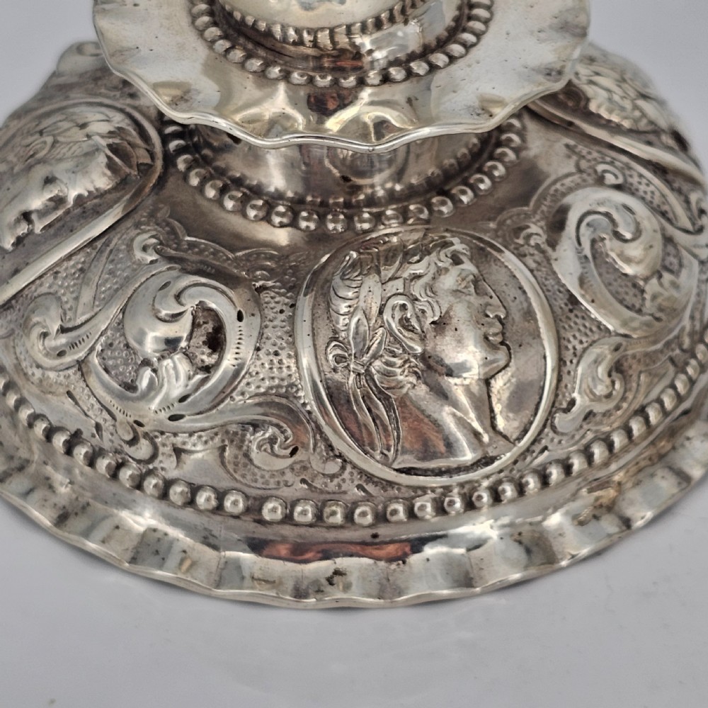Fabulous 19thc Pair of 16thc Style Solid Silver Candlesticks by Robert Harper C1879 View XVII