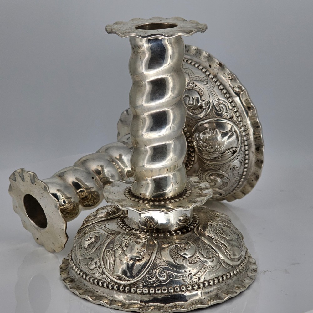 Fabulous 19thc Pair of 16thc Style Solid Silver Candlesticks by Robert Harper C1879 View XXII