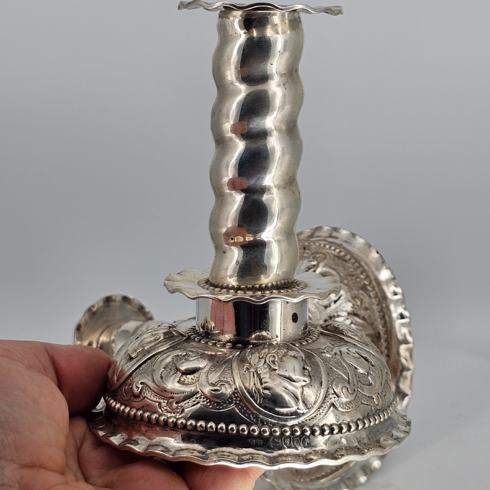 Fabulous 19thc Pair of 16thc Style Solid Silver Candlesticks by Robert Harper C1879 View XXIII
