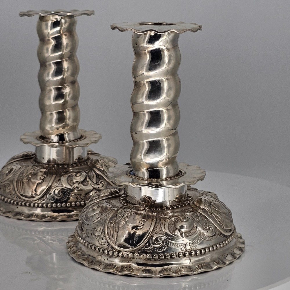 Fabulous 19thc Pair of 16thc Style Solid Silver Candlesticks by Robert Harper C1879 View XXX