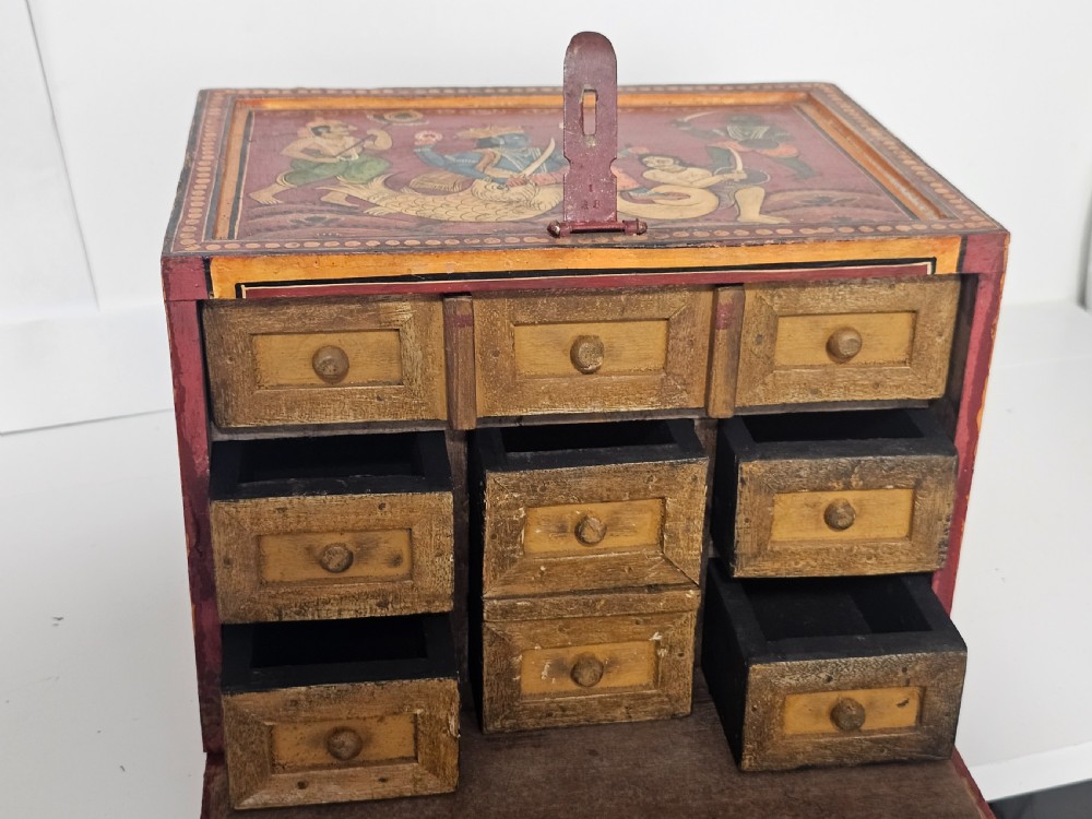 Fabulous late19th/early 20th Indian spice cabinet. View IV