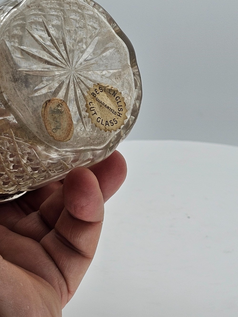 Delightful Silver Top & Cut Glass Large 'Hair Tidy' View IX