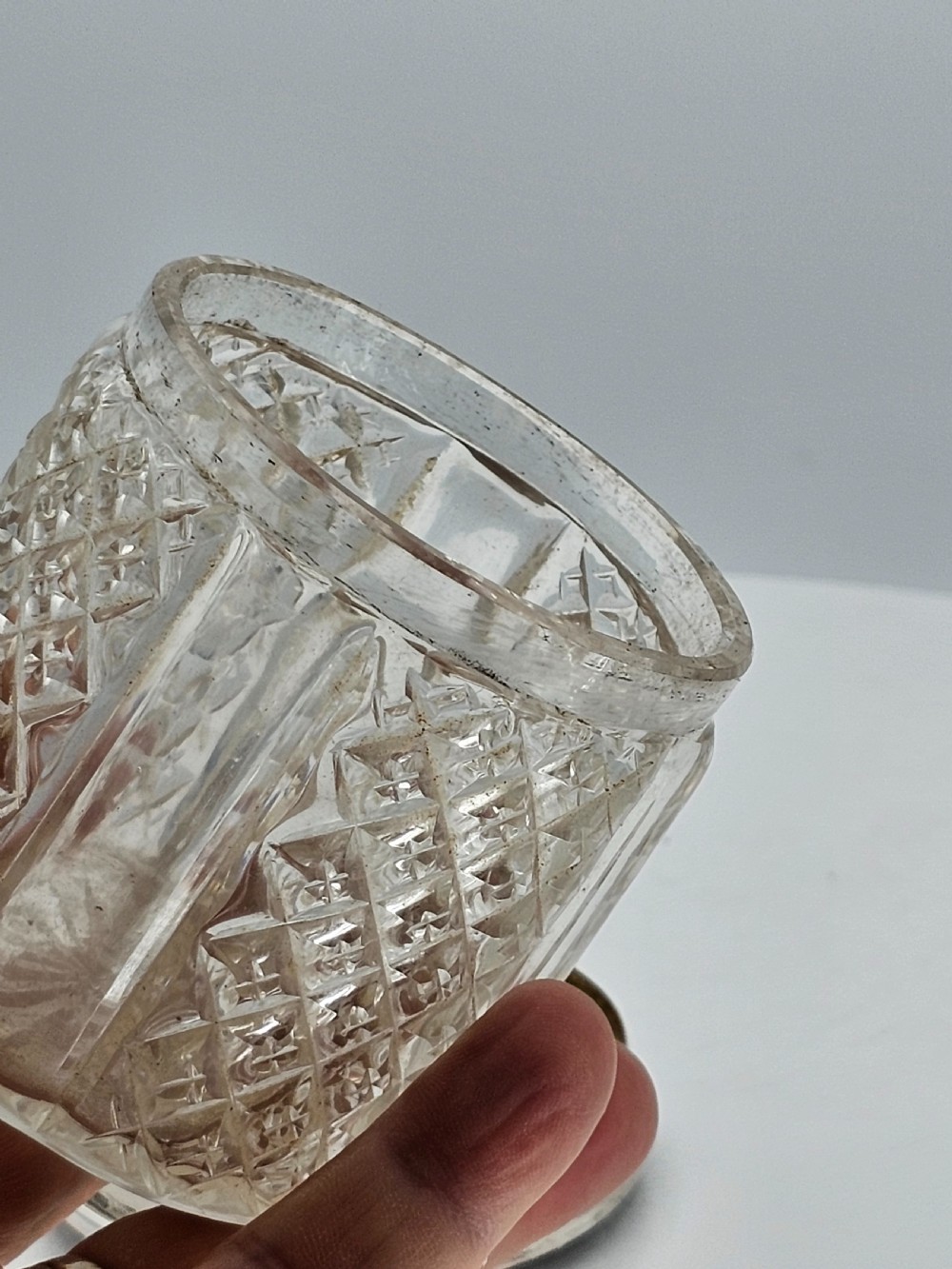 Delightful Silver Top & Cut Glass Large 'Hair Tidy' View XI