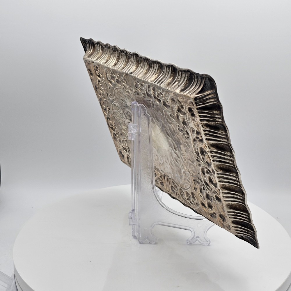 Exquisite Embossed Solid Silver Tray Birmingham 1911 View VI
