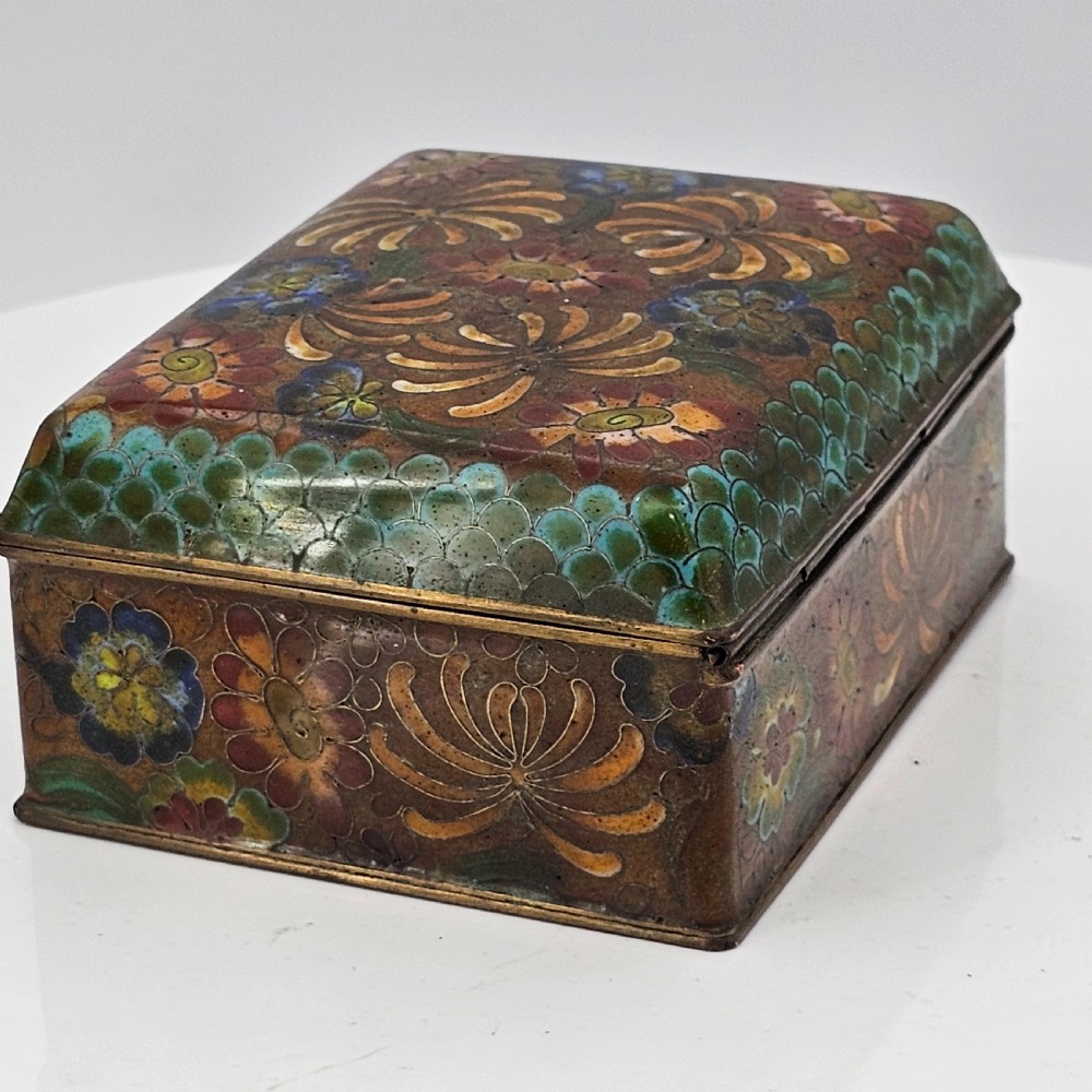 Delightful Vintage Cloisonne Box, Great Colours. c1930s View V
