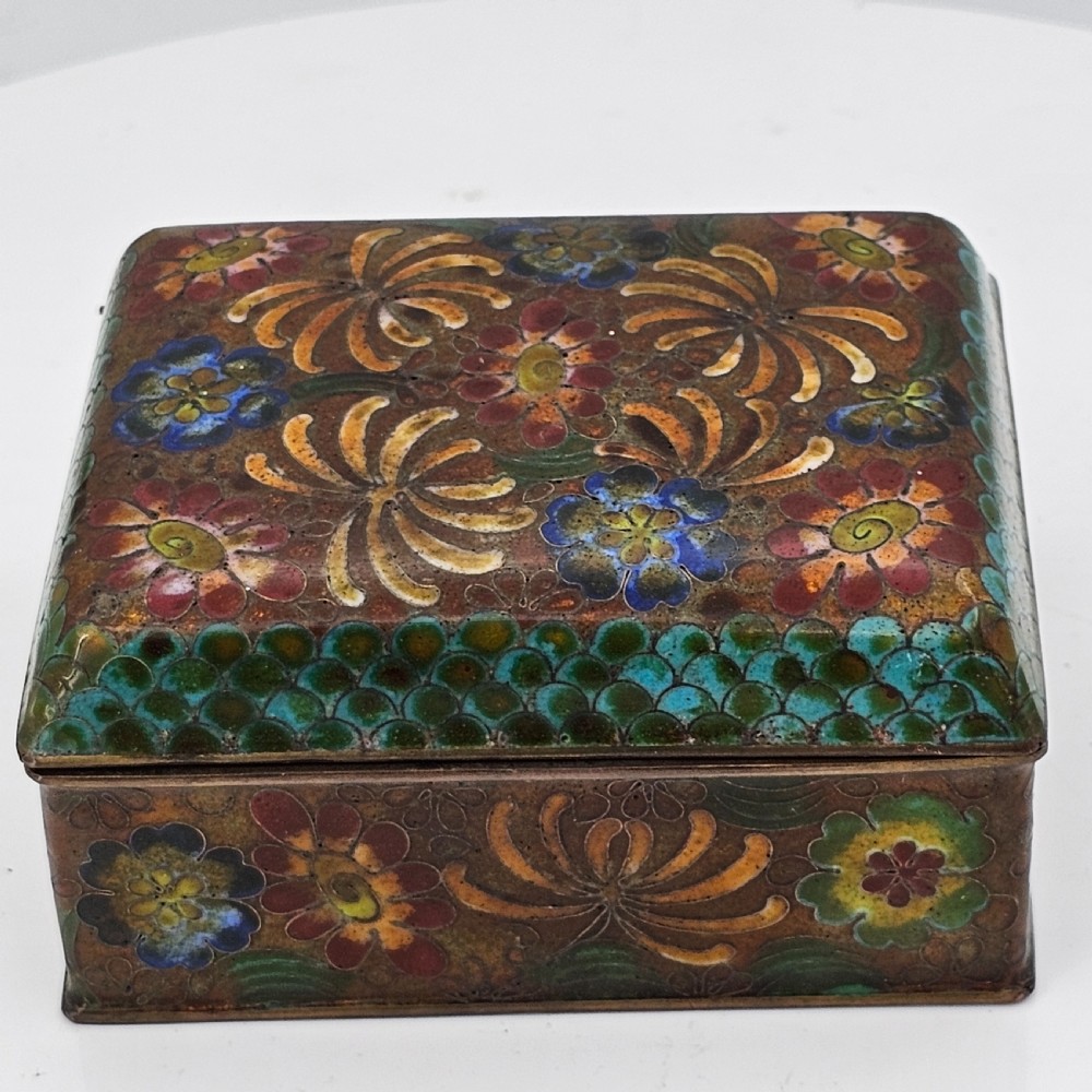 Delightful Vintage Cloisonne Box, Great Colours. c1930s View X