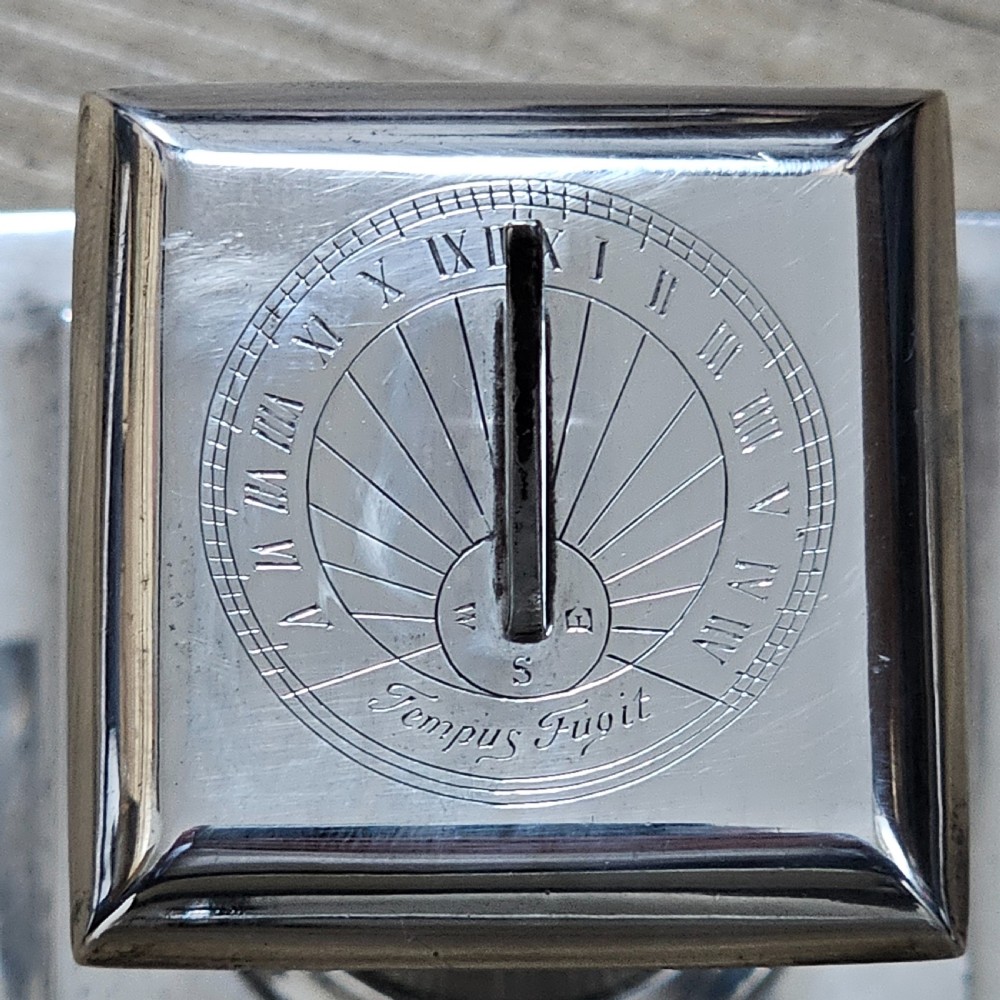 Exceptionally Rare And Fine Saunders and Mckenzie Solid Silver Sundial & Compass On Column C1933 View IV