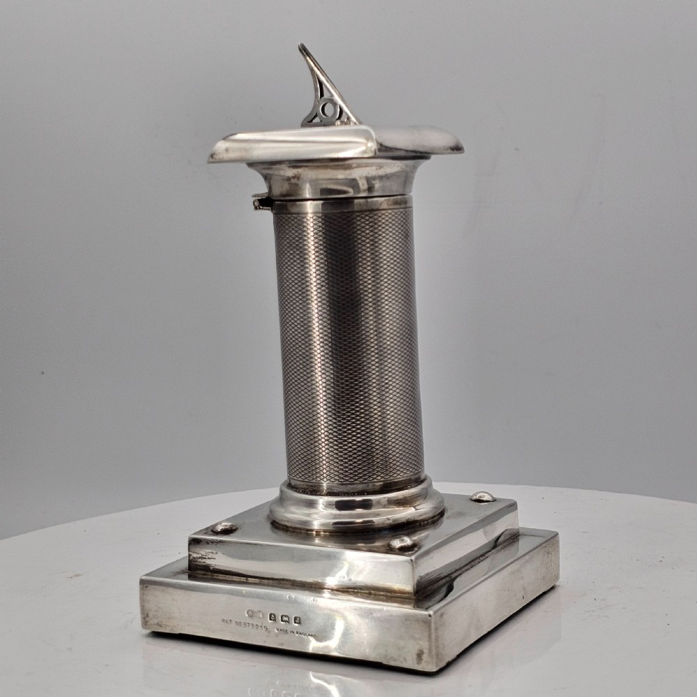 Exceptionally Rare And Fine Saunders and Mckenzie Solid Silver Sundial & Compass On Column C1933 View VII